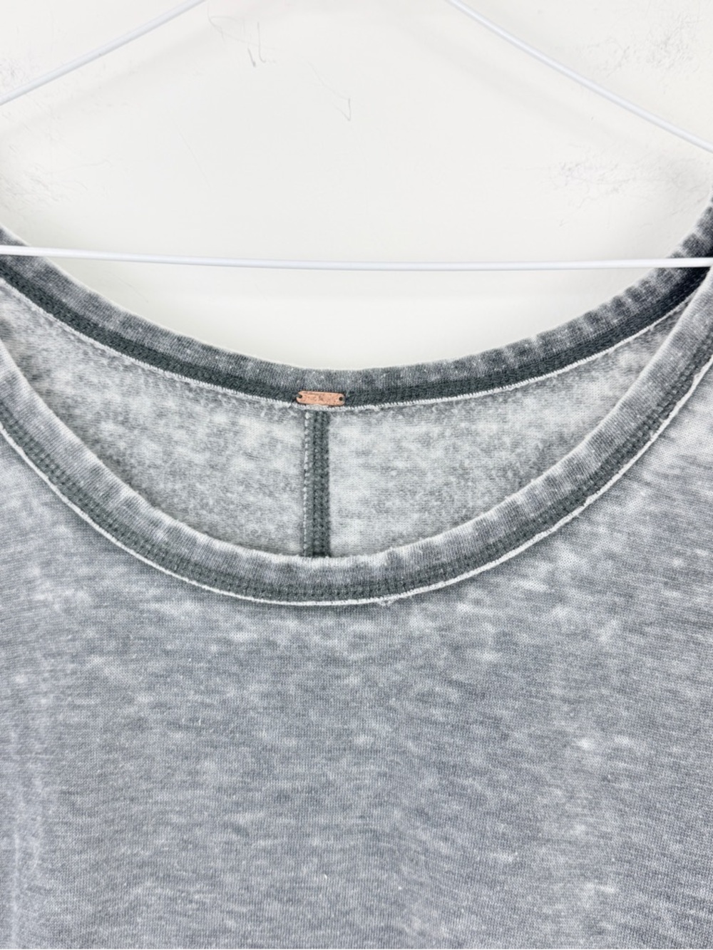 Free People Gray Mineral Wash Oversized Pullover Sweatshirt Boho Lounge Top - Picture 4 of 5
